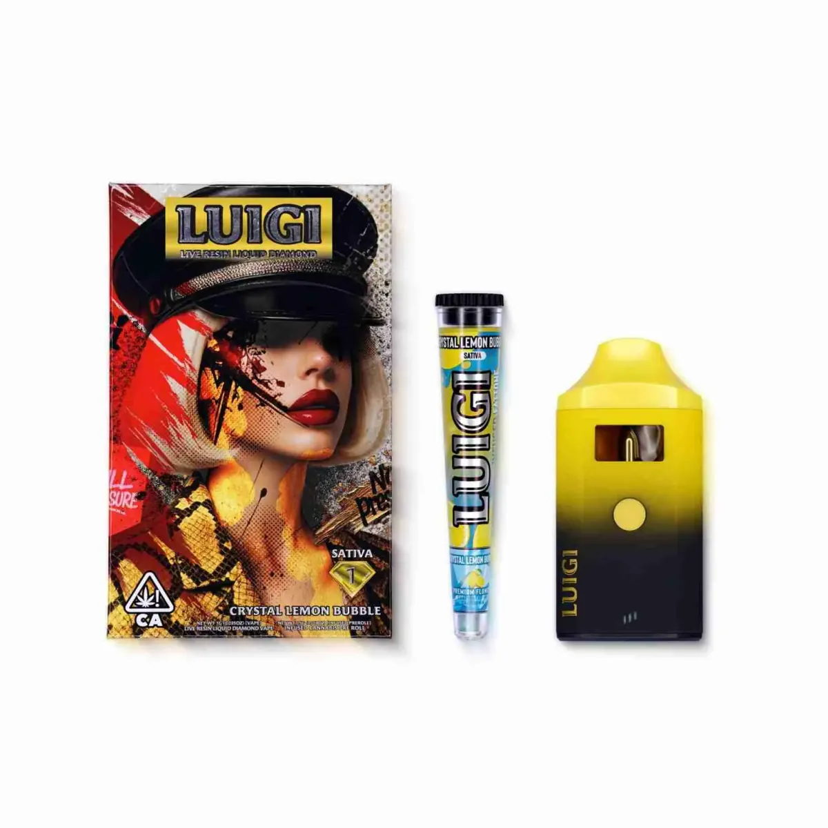 Luigi Live Resin Diamonds 2G Disposable Vape + Pre-Roll — disposable vape, photo 1 of 2