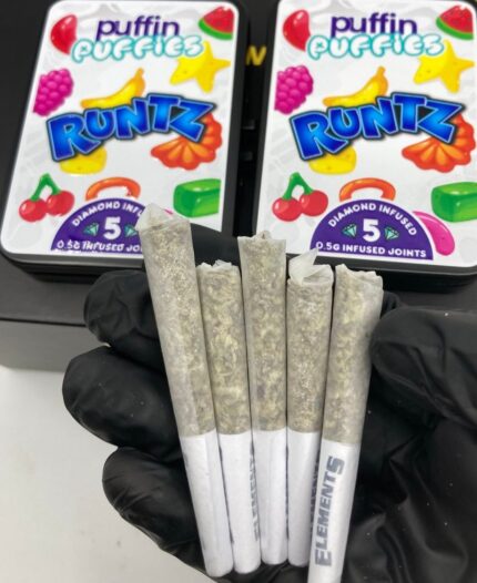 puffin puffies diamond infused pre rolls — authentic 5 x 0.5g runtz infused joints